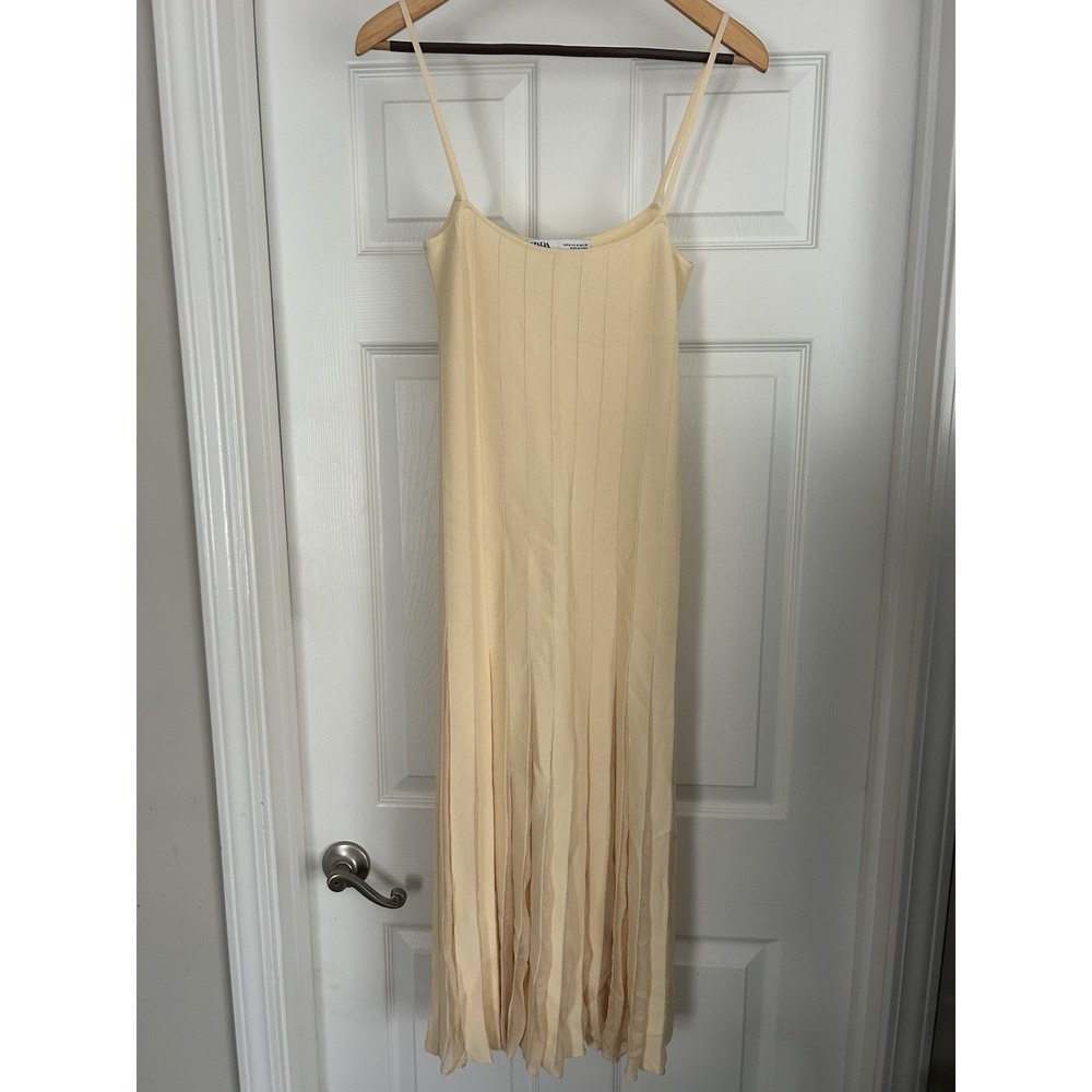 NEW Zara Pointelle Knit Maxi Slip Dress Size L‎ Crochet Handkerchief Hem Boho